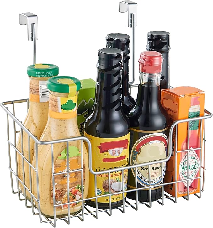 Wire Hanging Storage Basket 2 Packs, Wall Mounted Kitchen Bathroom Storage - Image 3