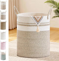Tall Laundry Basket with Handles, 88L Portable Dirty Clothes Hamper, Boho by SunNewt