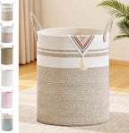 Tall Laundry Basket with Handles, 88L Portable Dirty Clothes Hamper, Boho by SunNewt