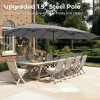 SUPERJARE 15FT Outdoor Umbrella for Patio, Double sided Pool Umbrellas with Fade Resistant Canopy, Large Table Umbrella for Deck, Market, Backyard - Gray - Image 3