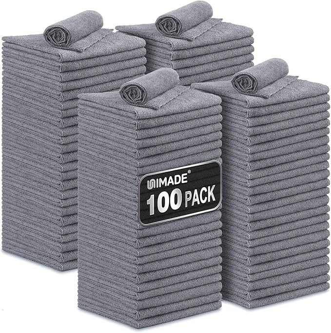 Microfiber Cleaning Cloth, 100 Pack Microfiber Towels by Unimade