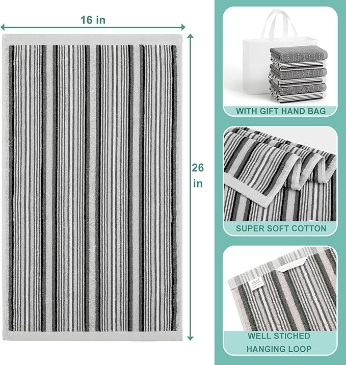 Kitchen Dish Towels for Drying Dishes, Large Cotton Kitchen Towels, Stripped - Image 2