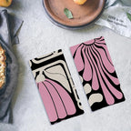 Abstract Boho Pink and Beige Floral Kitchen Towels Set of 2, Retro 70s Groovy - Image 4