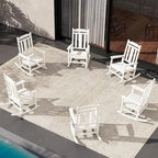 SERWALL Outdoor Rocking Chair Set of 6, Patio Rocking Chair Sets, HDPE Rocking Chair for Adults, White by SERWALL
