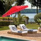 SAFAVIEH 9ft Outdoor Patio Umbrella, Round, Valance, Red & White Trim, Auto Crank Tilt, UV Resistant for Deck, Backyard, Poolside (PAT8006D) - Image 8