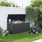 120 Gallon Resin Deck Box, Lockable Weatherproof Outdoor Storage Box for Furniture, Garden Tools and Tools Storage, Waterproof Outside Storage Boxes - Black - Image 7