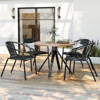 Amopatio Outdoor Dining Chairs Set of 6, Rattan Patio Chairs Wicker, Stackable Indoor-Outdoor Chair, Bistro, Deck, Yard, Porch, Restaurant Stack Chairs, Black - Image 2