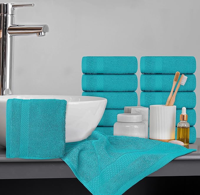 White Classic Luxury Cotton Washcloths 13x13 Inch - Image 6