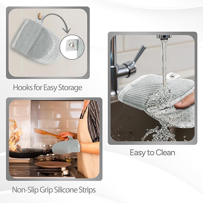 Casa Platino Heat Resistant Oven Mitts & Potholders, 4-Piece – Oven Mitts and - Image 6
