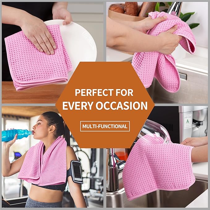 Microfiber Waffle Hand Towels, 4 Pieces, Fast Drying, Lint Free 430 GSM - Image 7
