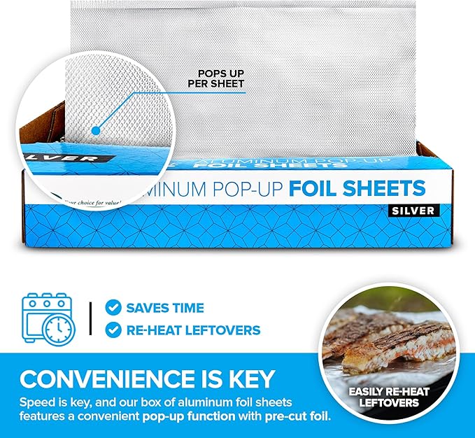500 Count Pre-Cut Deli Aluminum Foil Sheets, 12” Heavy Duty Pop Up Sheets - Image 4