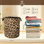 Laundry Hamper, Classic Leopard Laundry Basket, Wildlife Fur Print Portable - Image 2