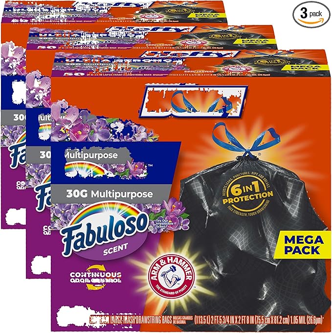 Hefty Ultra Strong 30 Gallon Trash Bags, Large Bags 30 Gallon Size, Break by Hefty