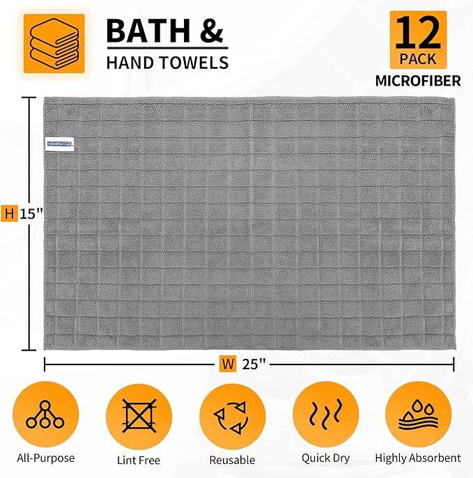 HOMERHYME Hand Towels, 12 Pack 25''*15'' Gym Towels - Image 2