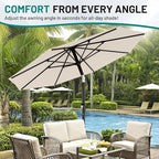 AreShark 9 FT Patio Umbrella for Outdoor, Outdoor Table Umbrella with Push Button Tilt and Crank, Outdoor Patio Umbrellas with 8 Sturdy Ribs for Market, Garden, Pool (Cream-white) - Image 7