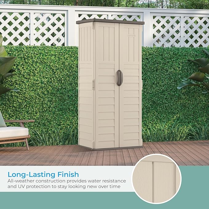 Suncast Vertical Outdoor Storage Shed with All-Weather Construction, Vanilla - Image 6