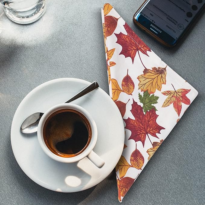 Urban Villa Kitchen Towels Harvest Leaves Print Dish Towels Set of 6 20" X30” - Image 7