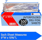 Box of 500 - Pre-Cut 9" Aluminum Foil Sheets - 9x10" Wide & Heat-Tolerant Deli - Image 2