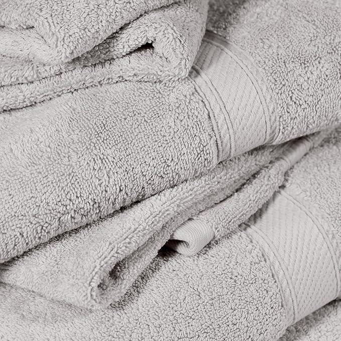 SUPERIOR Solid Egyptian Cotton Towel Set, Washcloths 13” x 13”, Hand Towels 20” - Image 8
