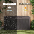 JUMMICO 100 Gallon Resin Deck Box with Cushion, Waterproof Outdoor Storage Box with Lockable Lid for Garden Tools, Patio Cushions (Brown) - Image 4
