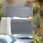 JUMMICO 100 Gallon Resin Deck Box, Waterproof Outdoor Storage Box with Lockable Lid for Garden Tools, Patio Cushions (Gray) - Image 6
