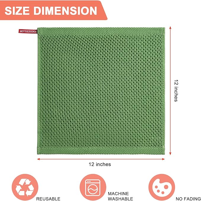 BOOMIBOO 6-Pack Kitchen Dish Cloths, 100% Cotton Waffle Weave, Ultra Soft - Image 2