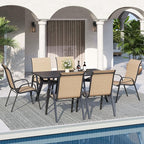 Patio Dining Chair Set of 6, Outdoor Stackable Dining Chairs High Back for All Weather, Patio Furniture for Backyard, Porch, Garden, Pool Deck (Brown) - Image 2