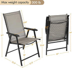 Yaheetech Outdoor Patio Chairs Set of 4, Portable Dining Chairs with Armrests for Camping, Lawn Yard Beach, Folding Outdoor Chairs 4-Pack with Metal Frame, Brown - Image 3