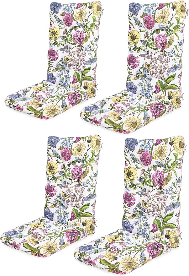 SERWALL HDPE Outdoor Rocking Chair Cushion Set of 4, Memory Foam Cushion Flowers Pattern by SERWALL