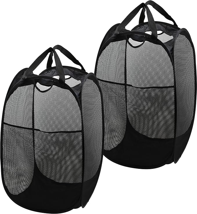 Simple Houseware Mesh Pop-Up Laundry Hamper Basket - Image 2