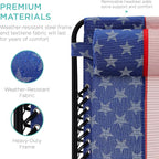 Best Choice Products Set of 2 Adjustable Steel Mesh Zero Gravity Lounge Chair Recliners w/Pillows and Cup Holder Trays - American Flag - Image 7