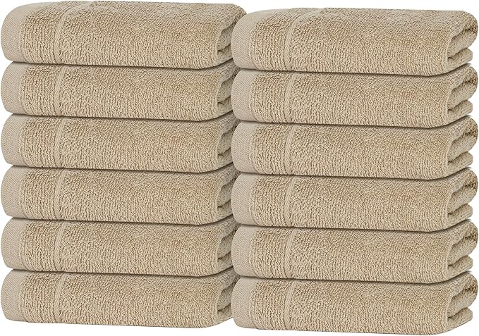 Tens Towels Pack of 12 Washcloths, 12 x 12 Inches, Lighter Weight, Quick to Dry by TensTowels