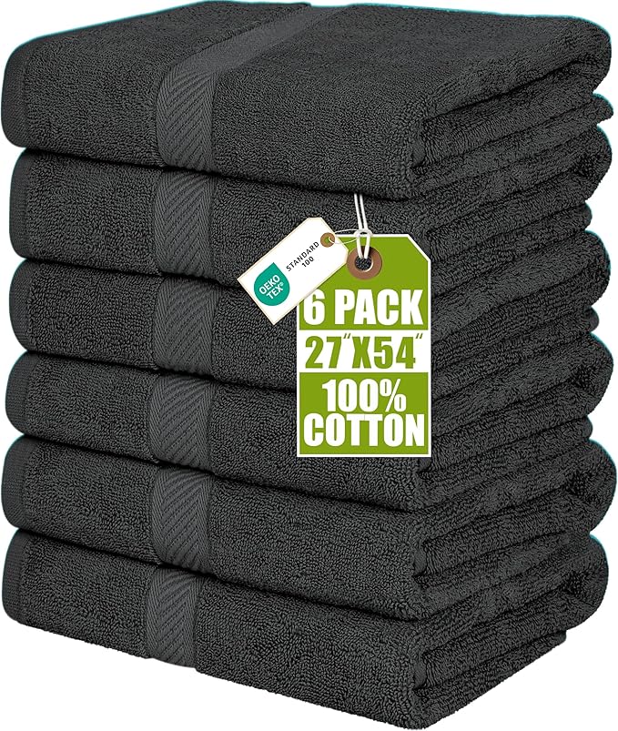 Utopia Towels 6 Pack Bath Towel Set, 500 GSM 100% Ring Spun Cotton Medium by UTOPIATOWELS