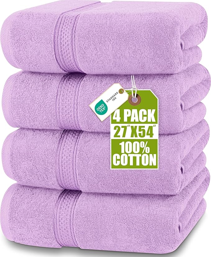 Utopia Towels 4 Pack Premium Bath Towels Set, 100% Ring Spun Cotton 600GSM by UTOPIATOWELS