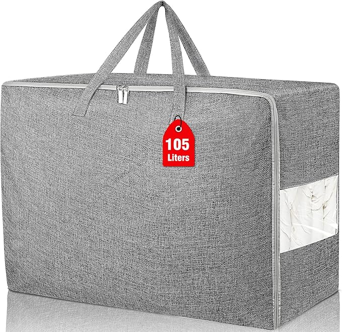 105L Extra Large Storage Bags, Folding Moving Comforter Blanket Storage Bags by Besslly