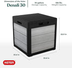 Keter Denali 30 Gallon Resin Outdoor Storage Box and Patio Furniture Side Table for Pool and Garden Accessories, Grey & Black - Image 3