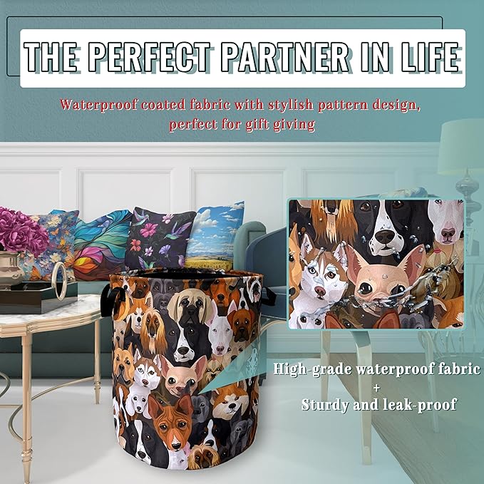 Cute Dogs Different Dog Laundry Basket Foldable - Image 5