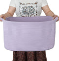 Large Rectangle Blankets Basket Living Room 22"x17"x12" Woven Cotton Rope by XUANGUO