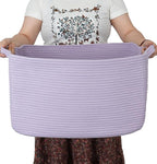 Large Rectangle Blankets Basket Living Room 22"x17"x12" Woven Cotton Rope by XUANGUO