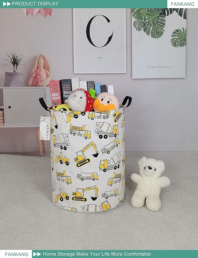 FANKANG Storage Basket, Nursery Hamper Canvas Laundry Basket Foldable - Image 3