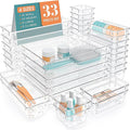33 PCS Clear Plastic Drawer Organizers Set, 4 Size Desk Drawer Organizer Trays by StorMiracle