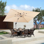 PURPLE LEAF 9' X 12' Patio Umbrella Outdoor Rectangle Umbrella Large Cantilever Umbrella Windproof Offset Heavy Duty Sun for Garden Deck Pool Patio, Beige - Image 2