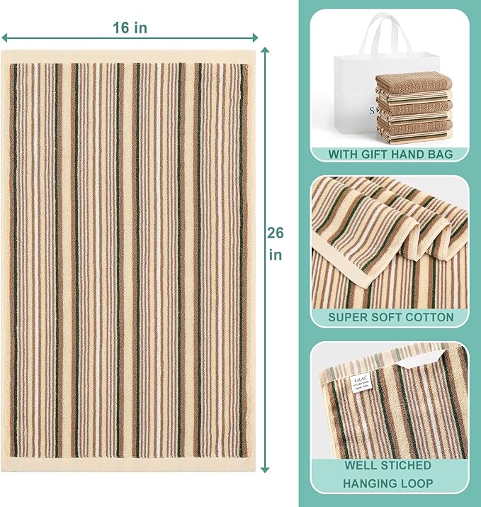 Kitchen Dish Towels for Drying Dishes, Large Cotton Kitchen Towels, Stripped - Image 2