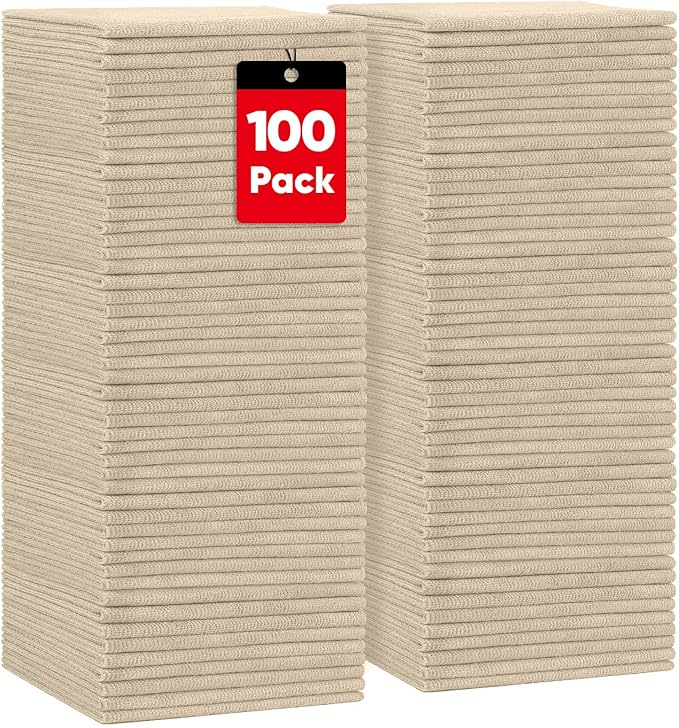 HOMEXCEL Microfiber Cleaning Cloths Brown, 100 Pack Microfiber Towels by HOMEXCEL