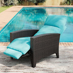 IDEALHOUSE Wicker Outdoor Recliner Reclining Patio Chairs with Adjustable Back & Footrest 150° Lay-Flat Reclining with Air Pump Rattan Flip-Up Side Table Outdoor Lounge Chairs for Pool Deck Balcony - Image 4