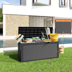 100 Gallon Resin Deck Box, Lockable Patio Outdoor Storage Box for Furniture, Garden Tools and Tools Storage, Waterproof Outside Storage Boxes - Black - Image 2