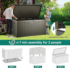 YITAHOME XXL 230 Gallon Large Deck Box,Outdoor Storage for Patio Furniture Cushions,Garden Tools with Flexible Divider,Waterproof,Lockable (Light Brown) - Image 8
