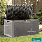 YITAHOME 100 Gallon Resin Deck Box, Weather Resistant Outdoor Storage Box, Lockable Indoor Outdoor Storage for Supplies and Essentials, Taupe - Image 3