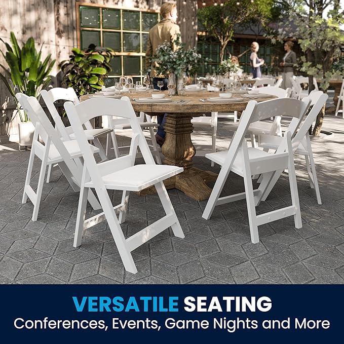 Flash Furniture Hercules Series Folding Chair - White Resin - Set of 4 800LB Weight Capacity Comfortable Event Chair - Light Weight Folding Chair - Image 10