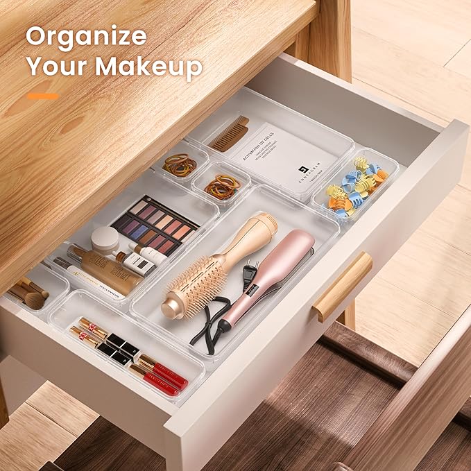 A-LuGei 【46PCS & 5Sizes】 Clear Drawer Organizer, 【Hold 277 Items】 Makeup - Image 3
